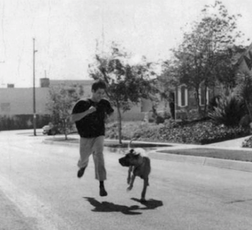 Buce lee workout running with his dog