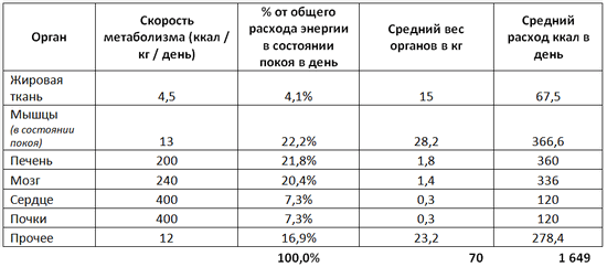 Сколько килокалорий отнимает у нас каждый час?