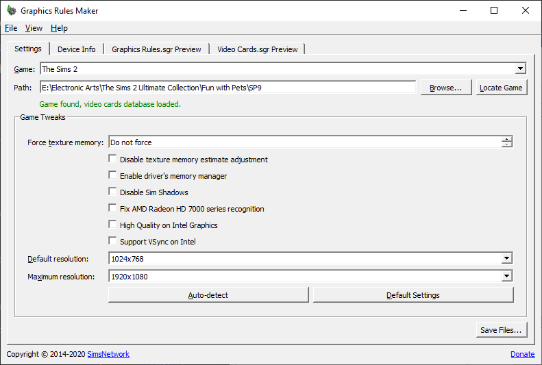 Graphics Rules Maker - Main Window